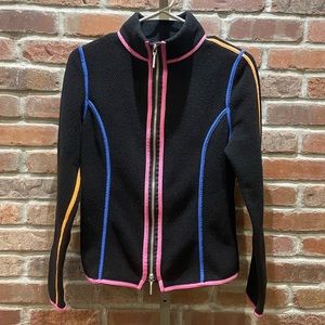 Vintage Emmegi neon-lined black fleece jacket